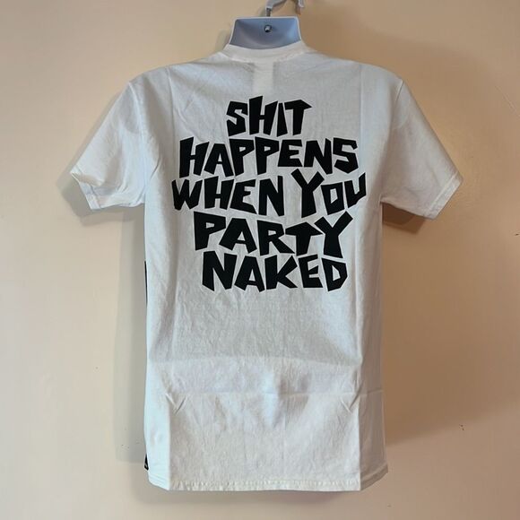 Life’s a Beach White Shit Happens T-shirt Sz S - Picture 4 of 5